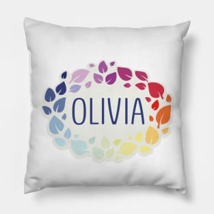 Olivia name with colorful leaves Pillow