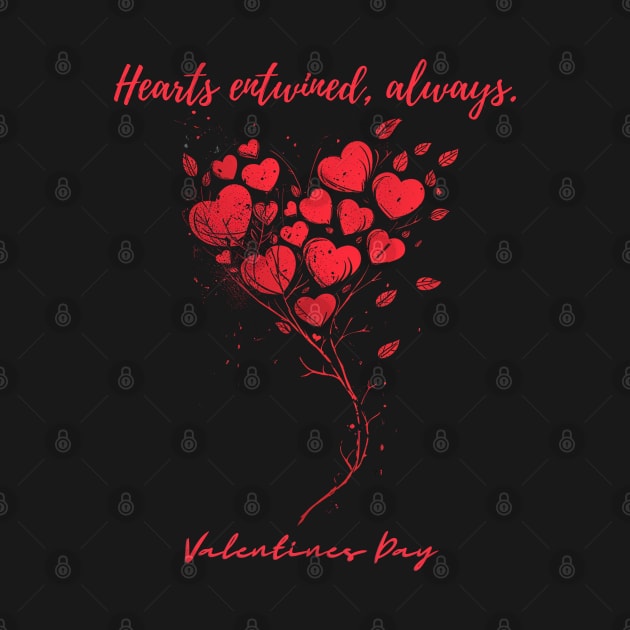 Hearts entwined, always. A Valentines Day Celebration Quote With Heart-Shaped Baloon by DivShot 