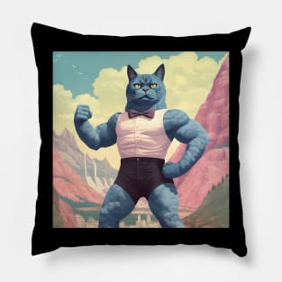 Muscle Meow: The Adorably Buff Felines - Birch Pillow