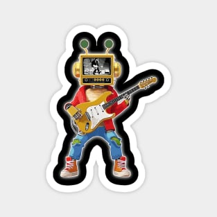 Rock and Roll Robot Plays Lead Guitar with a TV Head Chuck Berry Music Video Robot Magnet