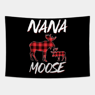 Red Plaid Nana Moose Matching Family Pajama Christmas Gift Tapestry