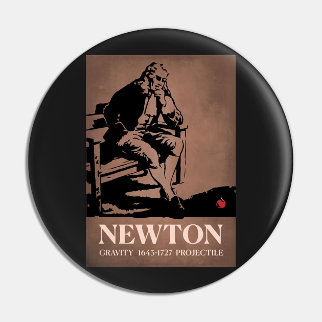 Sir Isaac Newton Apple Gravity Poster Pin by labstud