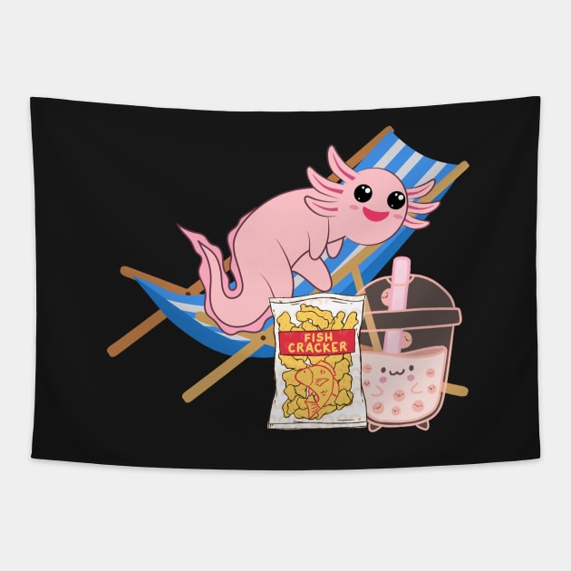 Sweet chilling Axolotl Mexican walking fish Tapestry by Shadowbyte91