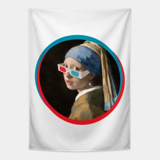 Girl with 3D Glasses and a Pearl Tapestry