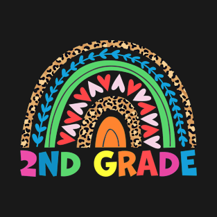 Happy Last Day Of 2nd Grade Rainbow Leopard Teacher Kids T-Shirt