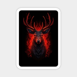 Adorable Red Deer On Black: Wild Animals In Striking Colors Magnet