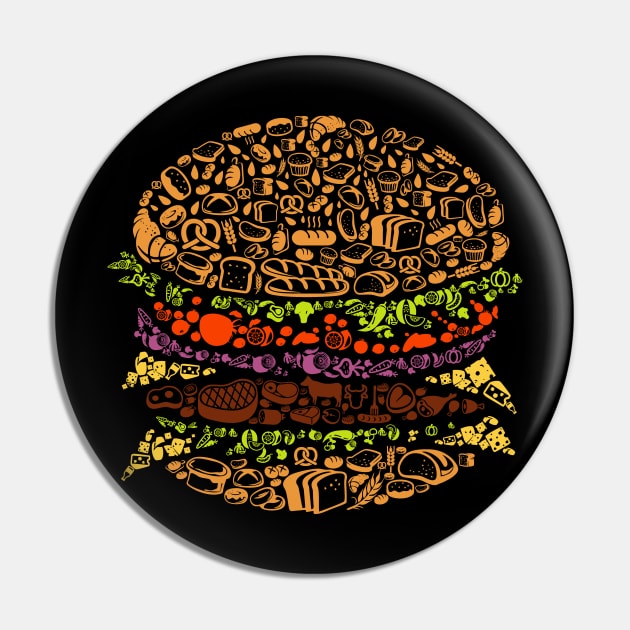 Hamburger Shirt Pin by NerdvannaLLC