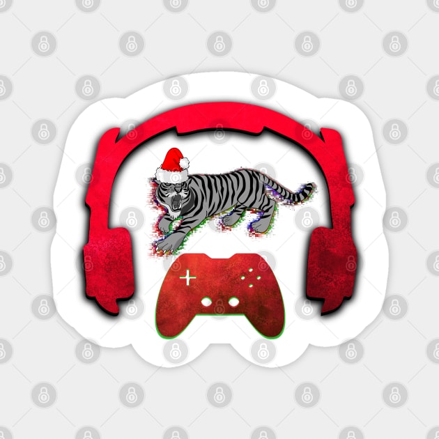 Christmas Tiger - Gaming Music Headphones - Christmas Holiday Gift Magnet by MaystarUniverse