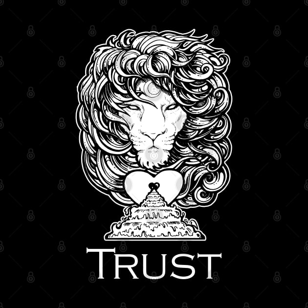 Heart of A Lion - Trust - White Outlined Version by Nat Ewert Art