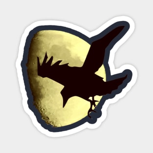 Nocturnal Crow Silhouetted Against A Harvest Moon Halloween Art Magnet