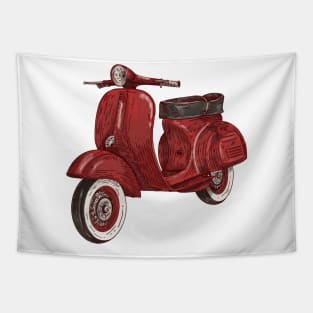 Red Retro Scooter Tapestry