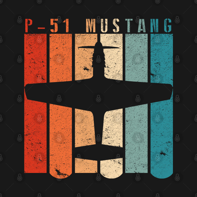 Discover P-51 Mustang WWII Fighter Airplane Retro Colors Design - P 51 Mustang - T-Shirt