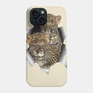 Leopards cubs popping out of a shirt Phone Case