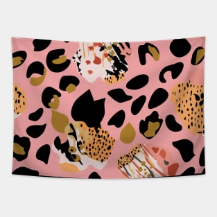 Modern abstract rose and leopard texture Tapestry