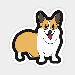 Cute Fluffy Tan/Brown and White Welsh Corgi Digital Art Magnet