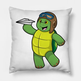 Turtle as Pilot with Paper plane Pillow