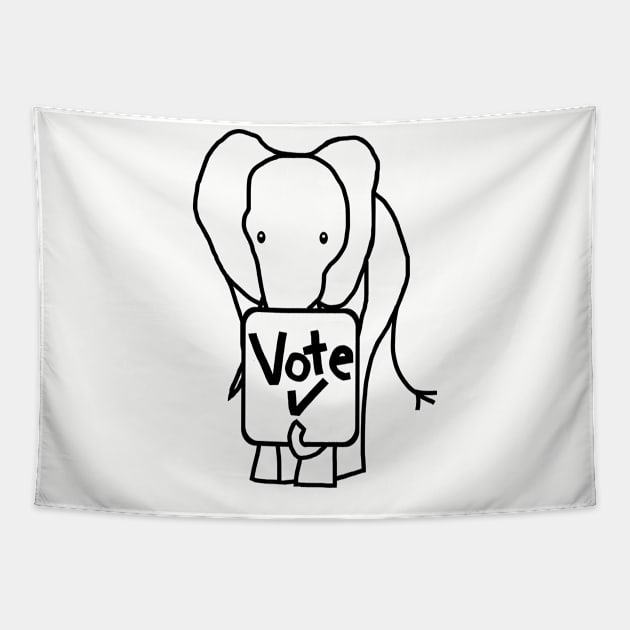 Big Elephant says Vote Outline Tapestry by ellenhenryart