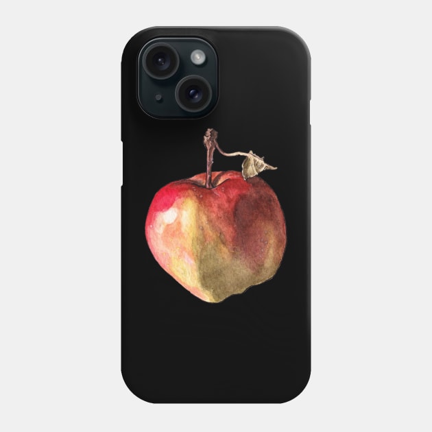 Watercolor apple with a leaf Phone Case by AquarellChill