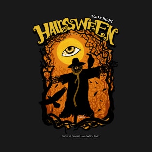halloween scary nigth crow and Crow Scarecrow T-Shirt