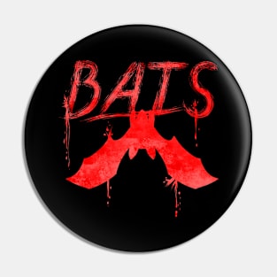 Bats Written With A Bat Hanging Down Halloween Pin