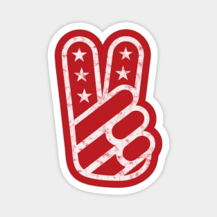 American Peace Sign (Worn White on Red) Magnet