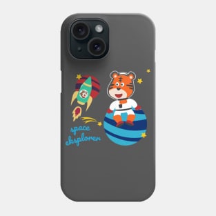 Space tiger or astronaut in a space suit with cartoon style. Phone Case