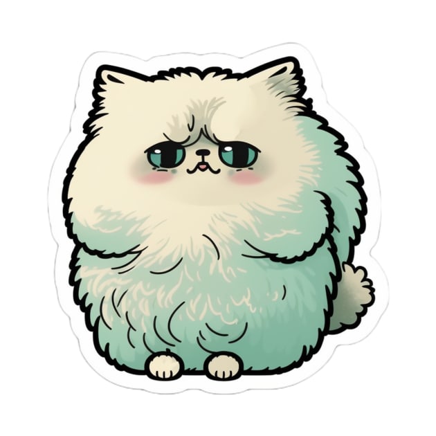 Elegant Persian Cat Sticker for Cat Lovers by cptpuggles