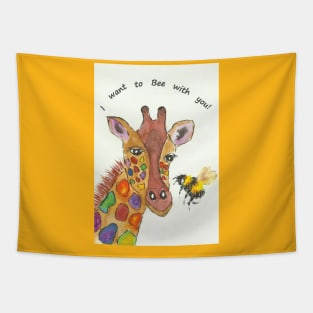 Colourful Giraffe, "I want to Bee with you!" Tapestry