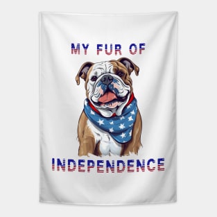 English Bulldog Funny USA Flag 4th of July Fur Of Independence Tapestry