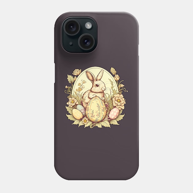 Easter Bunny Funny Floral Vintage Egg Hunting Rabbit Easter Phone Case by Ai Wanderer