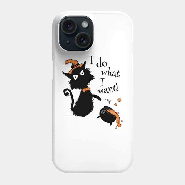 Halloween Black Cat - I Do What I Want Phone Case by brodyquixote