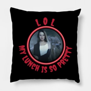 Girl and Wolf Meme Pillow