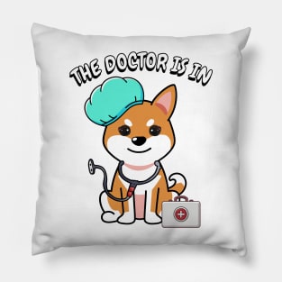 Cute orange dog is a doctor Pillow