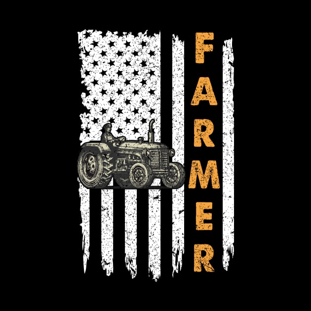 Farmer Tractor American Flag by GRADEANT Store