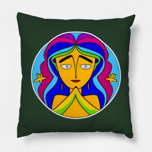 Vibrant 70s Style Planet Earth Spirit Mother Gaia (MD23ERD008b) Pillow