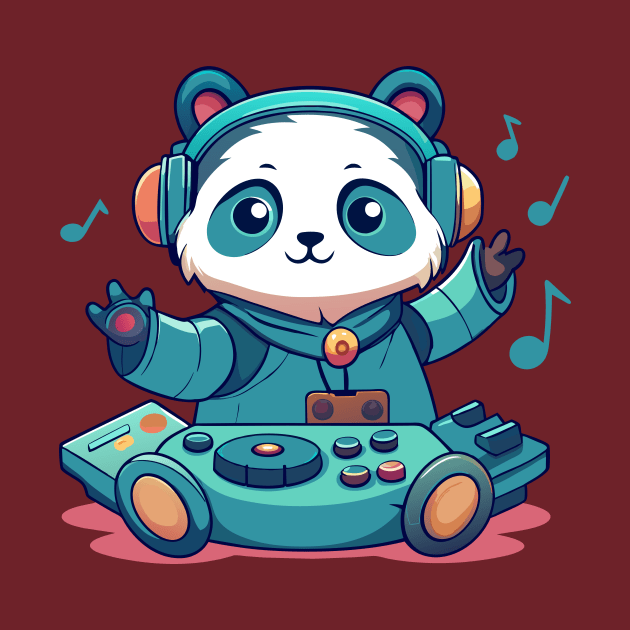 cute panda playing dj music by Shapwac12