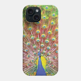 Beautiful Bohemian Peacock with Colorful Green Blue Yellow Pink Boho Feathers in Botanical Nature Phone Case