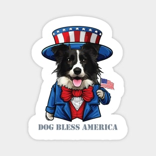 Border Collie Dog Bless America Magnet