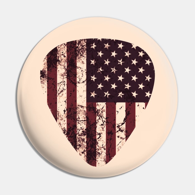 Vintage American Flag Guitar Pick Pin by Scar