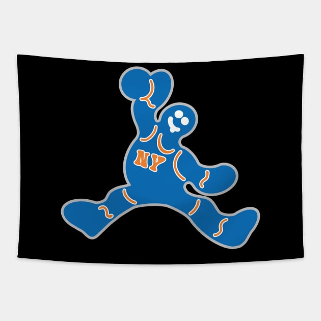 Jumping New York Knicks Gingerbread Man Tapestry by Rad Love