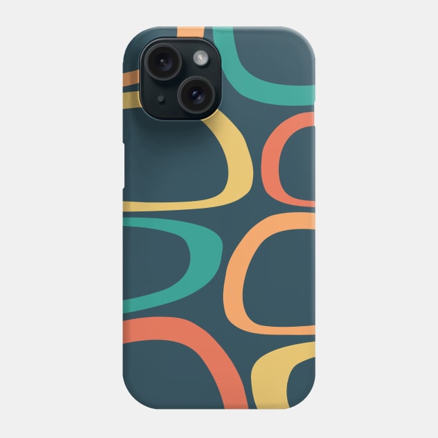 Mid Century Modern Abstract Yellow, Orange, Teal Phone Case by tramasdesign