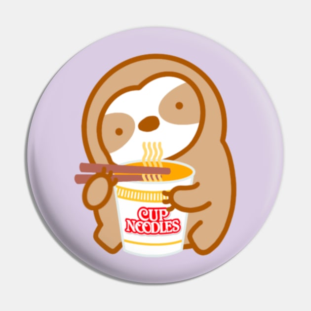 Cute Instant Ramen Noodle Soup Sloth Pin by theslothinme