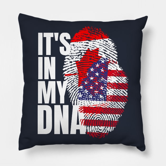 Canadian And American Mix DNA Heritage Flag Gift T-Shirt Pillow by Just Rep It!!