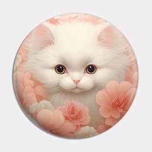 Cute Floral Kitten Pin