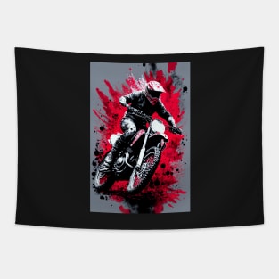 Dirt Bike With Red and Black Paint Splash Design Tapestry