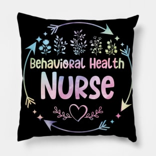 Behavioral Health Nurse cute floral watercolor Pillow