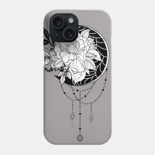 Wonderful moon with flower, lineart Phone Case