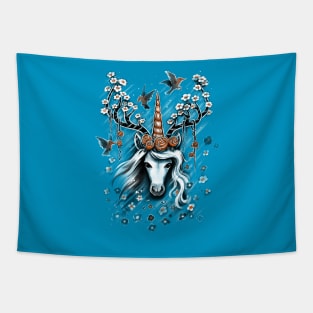 Deer Unicorn Flowers Tapestry