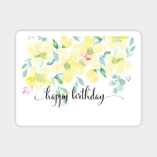 Watercolor Yellow Floral Birthday Card | Greeting cards Magnet