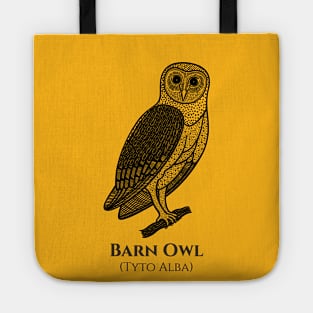 Barn Owl with Common and Latin Names - nocturnal bird design Tote